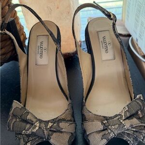 Valentino Women's Lace Peep-Toe Heels